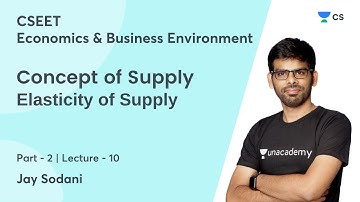 Concept of Supply | Elasticity of Supply - Part 2 | Lec 10 | CSEET | Unacademy CS | Jay Sodani