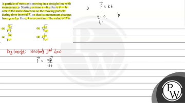 A particle of mass \( m \) is moving in a straight line with momentum \( p \). Starting at time ...