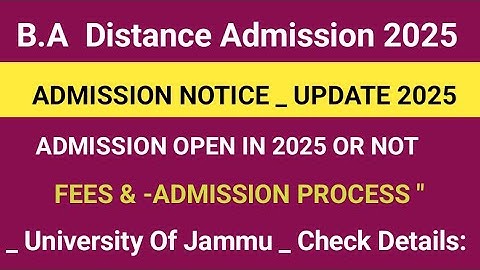 UG DISTANCE ADMISSION JAMMU UNIVERSITY 2025 ⛔️ UPDATE | CHECK DETAILS NOW | #UGDISTANCE2025 | 