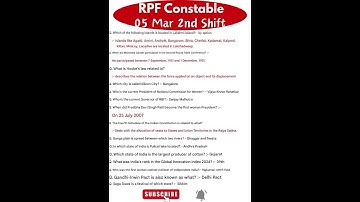 RPF Constable Exam Analysis 2025| RPF Constable Question Paper 2025 | 05 Mar 2nd Shift| RPF Question
