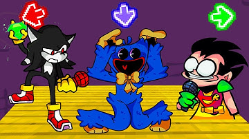 FNF Character Test - Gameplay vs Playground - Sonic.exe Black Sonic, Huggy Wuggy, Robin (Birdie)