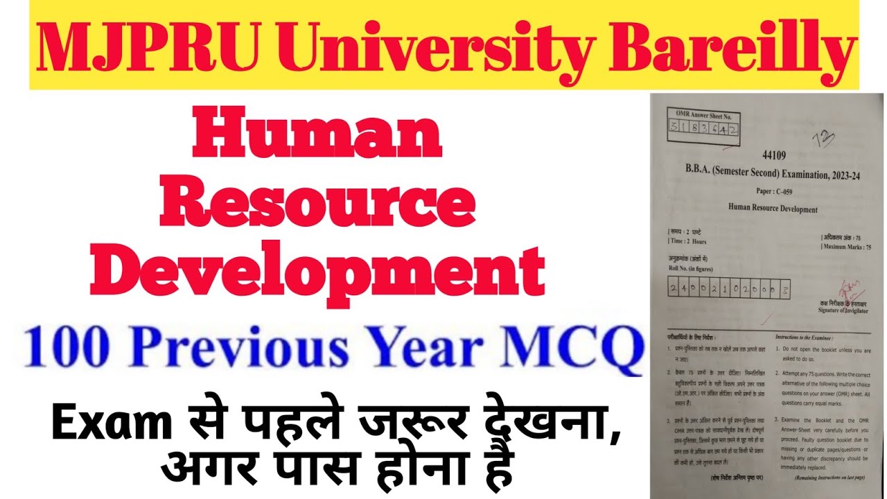 PYQs and MCQs for Human Resource Development crafted for BBA 2nd ...