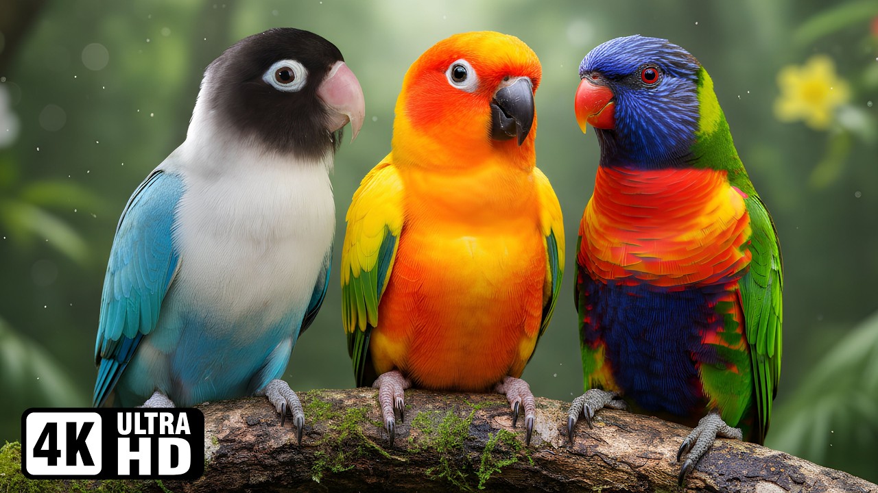 Amazing Small Parrots | Beautiful Nature Scenes | Stress Relief | Relaxing Bird Sounds | Calm Time 🌿