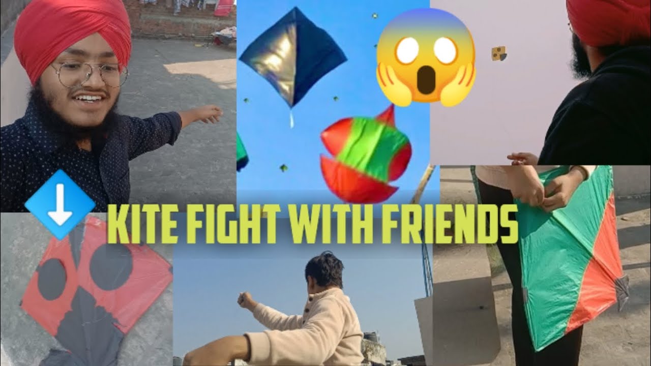 Kite fight with friends 💪 😱🪁 hawa 13 km hawa chal gai 