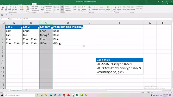 Hàm so sánh giá trị 2 cột trong excel năm 2024