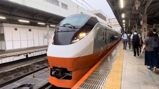 E657系K3編成リバイバルカラー橙のときわ53号勝田行が上野駅を発車するシーン