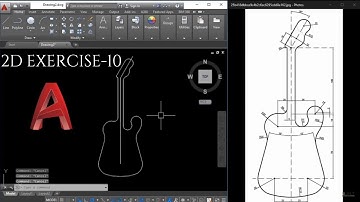 Autocad 2d Practice Drawing for Beginners (Guitar) - Exercise 10 (Basic to advance level )