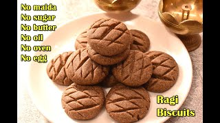 Ragi biscuits [Finger millet cookies]-3 ingredients, No Maida, No sugar, No oven, No egg,  No butter