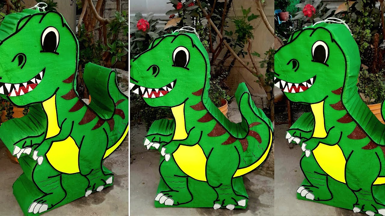 COMO HACER UNA PIÑATA DE DINOSAURIO FACIL Y ECONOMICA! 2 Parte ❤️👏