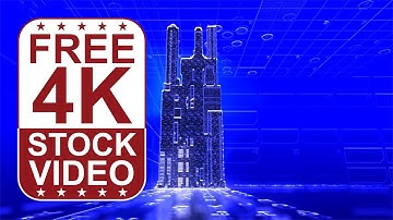 Free Stock Videos – abstract animated hitech digital building with neon lights m