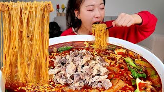 ASMR 차돌박이 왕창 넣은 차돌박이짬뽕라면 리얼먹방 :) Spicy beef brisket ramen MUKBANG