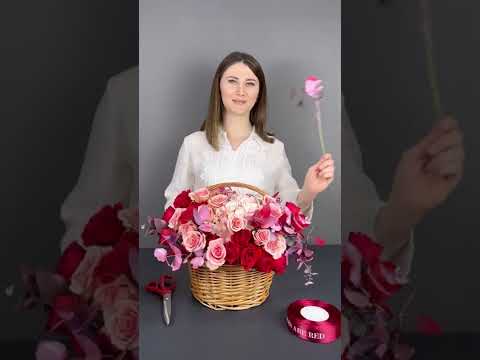 Gullerin sebetde yigilma qaydasi | Flowers tutorial | Bouquet | Roses are red flower shop Baku
