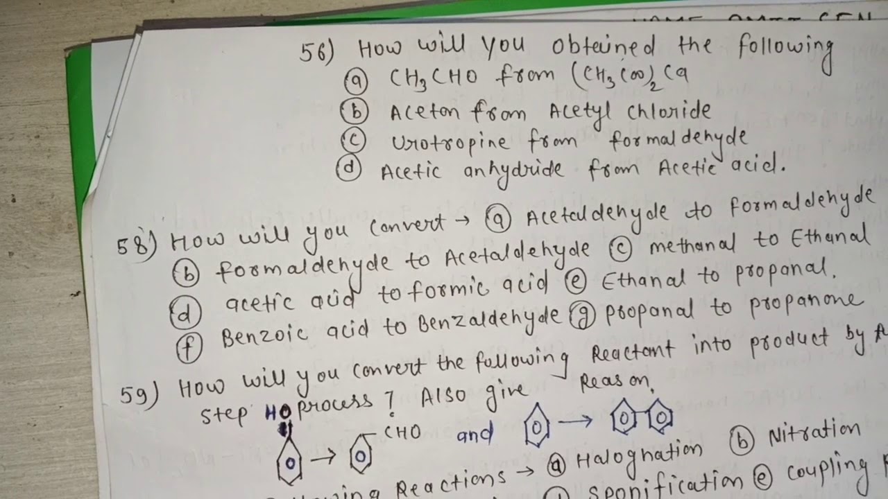 Mp board 12th class chemistry imp questions 2021