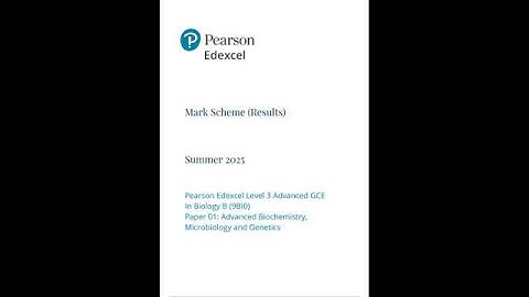 2025 Pearson Edexcel A level Biology B Paper 1(9BI0/01: Advanced Biochemistry, Microbiology