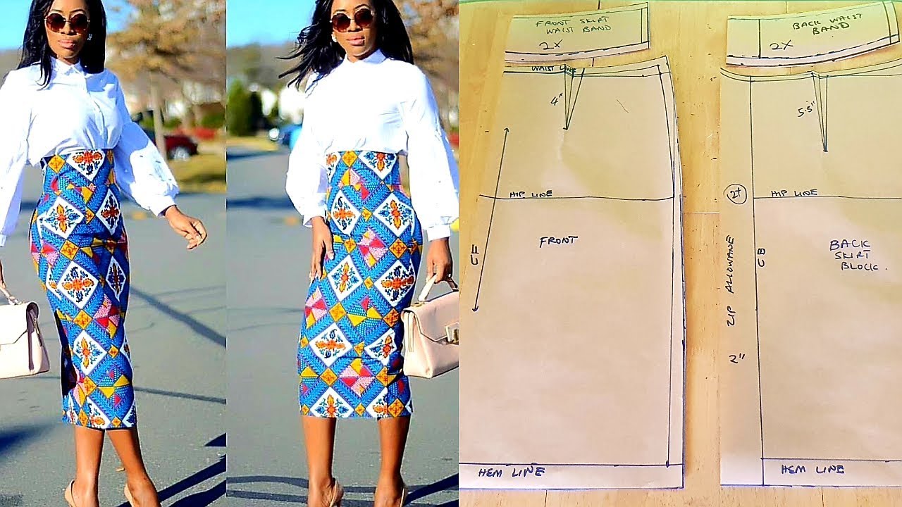 Bias skirt pattern, High waist skirt pattern, Modern sewing