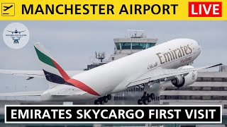 Manchester Airport Live - Emirates SkyCargo 777 - First Visit - 1 June 2024