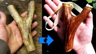 Making a Slingshot from Oak wood (Natural fork)