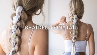 HOW TO: EASY BRAIDED PONYTAIL WITH A SCARF  Cute Summer Hairstyle