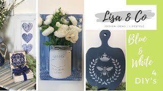 Blue & White Thrift to Treasures||  4 DIYs  ||  Blue & White Collab