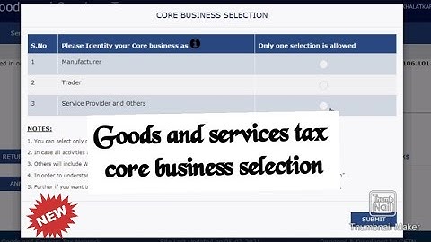 New Update Gst portal Core business selection