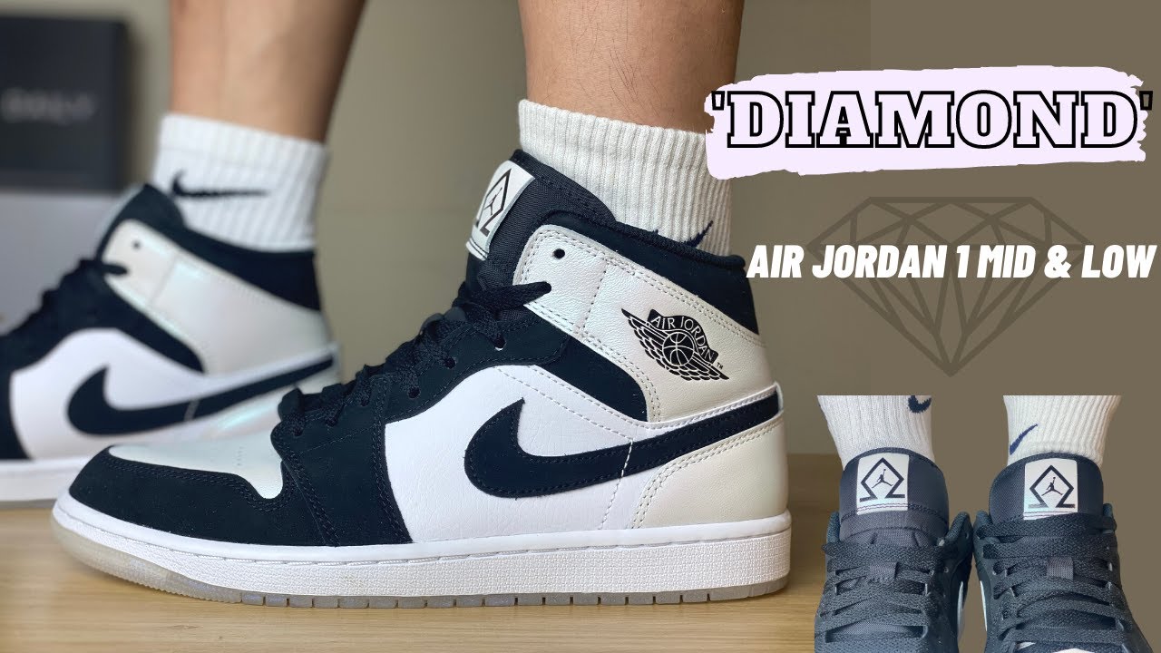 CẬN CẢNH AIR JORDAN MID & LOW 'DIAMOND' - YouTube