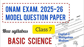 Class 7 Basic science Onam exam  model Question paper 2025  - English and malayalam medium 