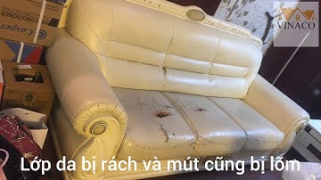 Bọc ghế sofa tân cổ điển, thay da bọc ghế và sơn lại gỗ của sofa