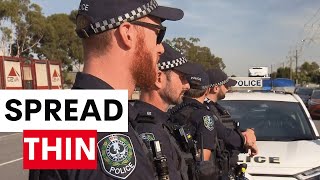 Heavy police presence as pro-Palestine protesters chain themselves to fences | 7 News Australia