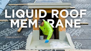 Liquid applied roofing membrane & full width brick veneer