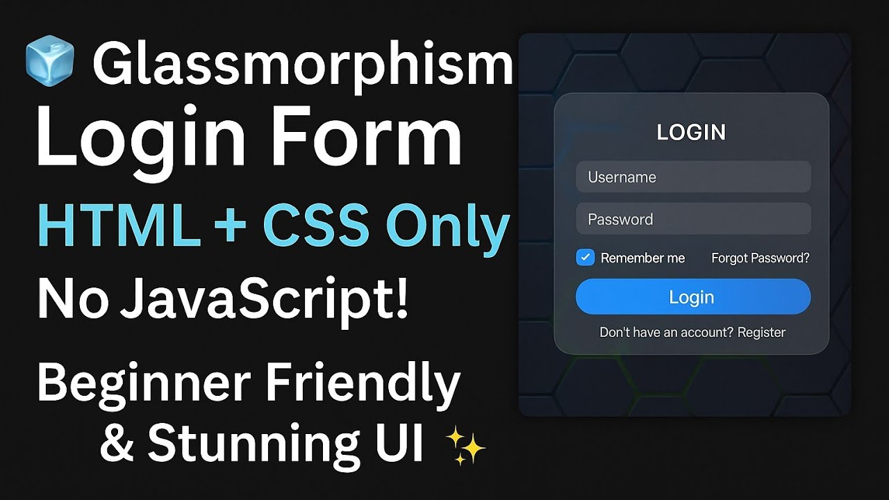 Stunning Glassmorphism Login Page Design using HTML & CSS | Modern UI ...