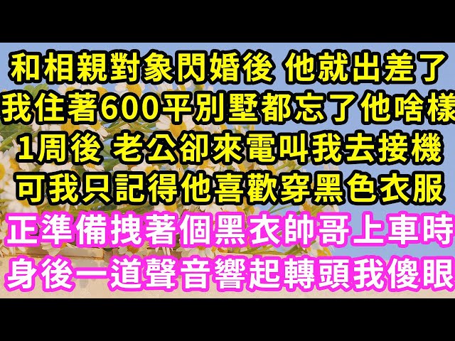 和相親對象閃婚後 他就出差了，我住著600平別墅都忘了他啥樣，1周後 老公卻來電叫我去接機，可我只記得他喜歡穿黑色衣服，正準備拽著個黑衣帥哥上車時，身後一道聲音響起轉頭我傻眼#甜寵#灰姑娘#霸道總裁 class=