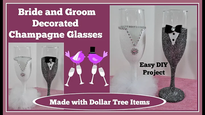 👰Bride and Groom 💍Champagne Glasses. Easy DIY *Please read note in description