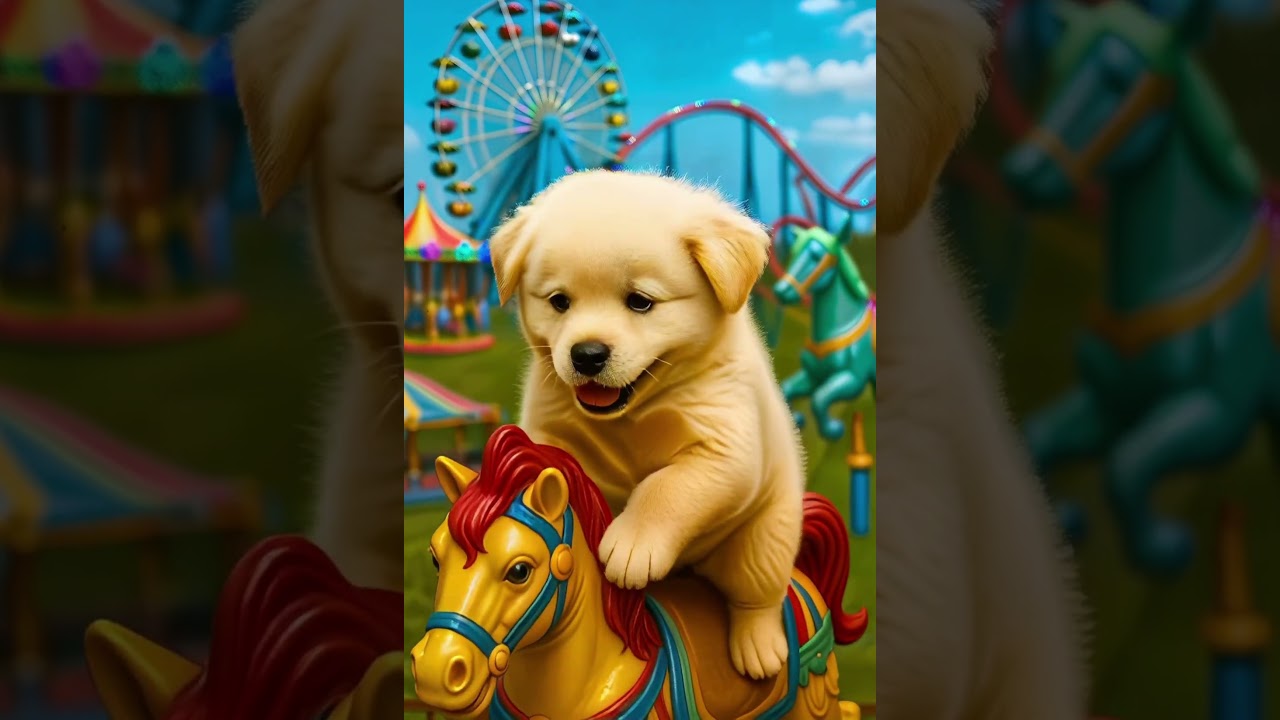 Dodo puppy went to the amusement park to play the carousel today. 