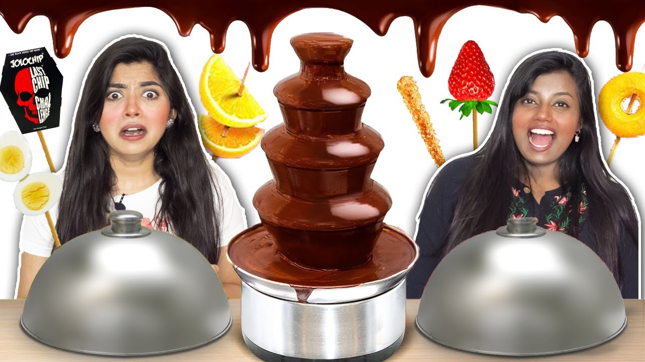CHOCOLATE FOUNTAIN CHALLENGE *I couldn't speak properly after this*😶🤐🥵 YouTube