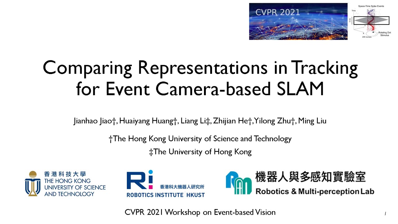 Comparing Representations in Tracking for Event Camera-based SLAM | J. Jiao | 2021