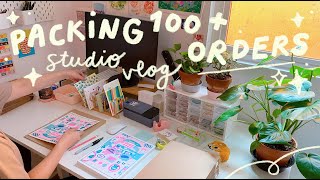 studio vlog 35 ★彡 packing 100+ orders, talking about animal crossing, making cozy frog & toad art 🐸🐌