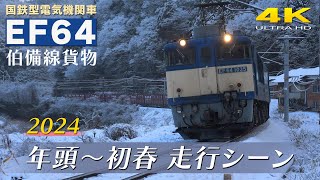 EF64 1000番台 国鉄型電気機関車 伯備線貨物 【2024】 年頭～初春 走行シーン