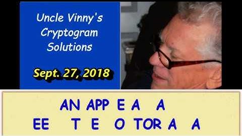 Cryptogram: Solution, Sept. 27: Uncle VInny