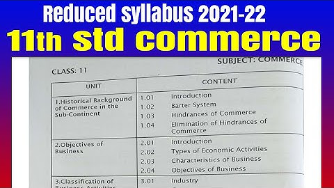 11th Commerce Reduced syllabus 2021-22 | EM | TM