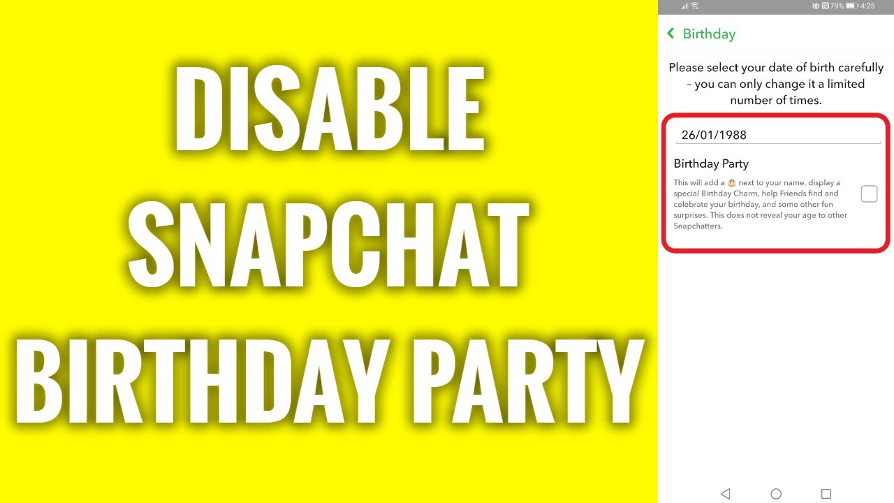 How To Disable Snapchat Birthday Party - YouTube