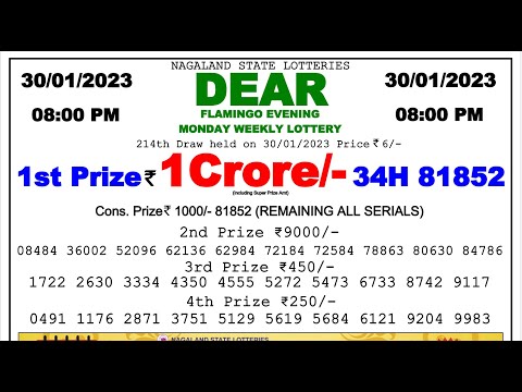 🔴 Lottery Sambad Live 08:00pm 30/01/2023 Evening Nagaland State Dear Lottery Result Pdf Download