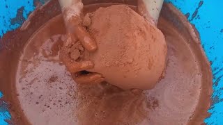 ASMR | Soft and silky pure red dirt buckets water crumbling | creamy Aste play 