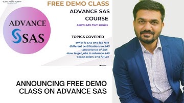Announcing free demo class on advance SAS