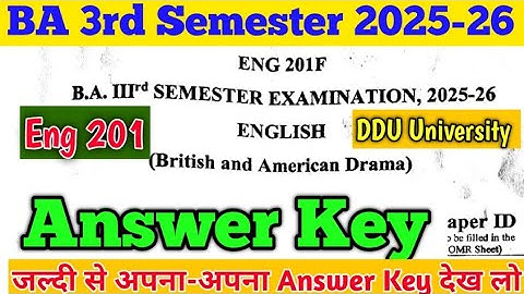 📌 BA 3rd Semester English 201 | Answer Key | DDU University | BA Karo Online