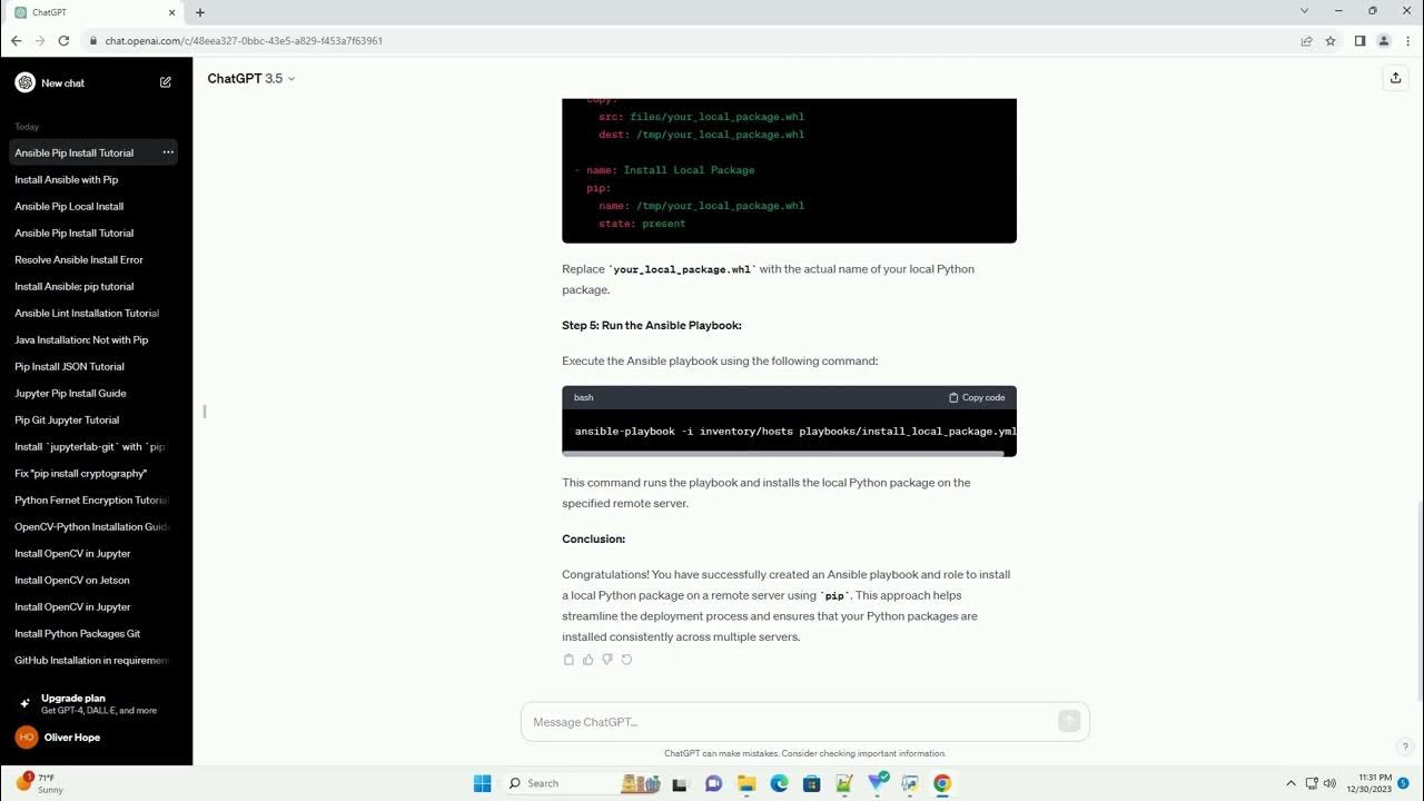 Ansible pip install local package youtube