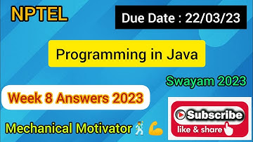 Programming in Java | Week 8 Quiz | Assignment 8 Solution | NPTEL | SWAYAM 2023