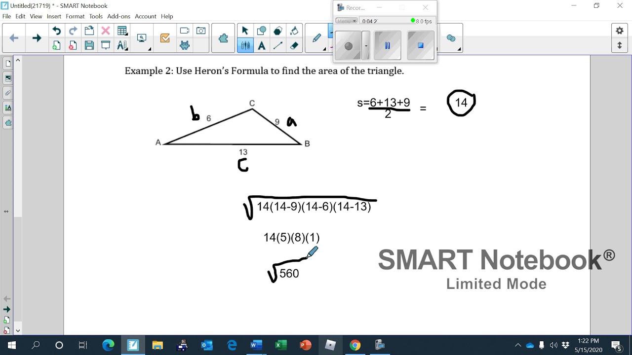 5 6 Area of Triangles Heron's Formula YouTube