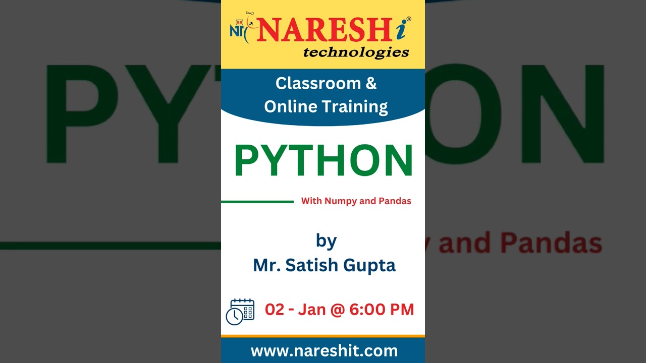 New Batch on Python Developer with NumPy and Pandas | Mr. Satish Gupta
