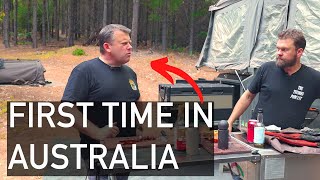 Feeding an American Australian Food in the Bush