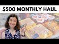 Full month grocery haul for 500 for a family of 6  with prices